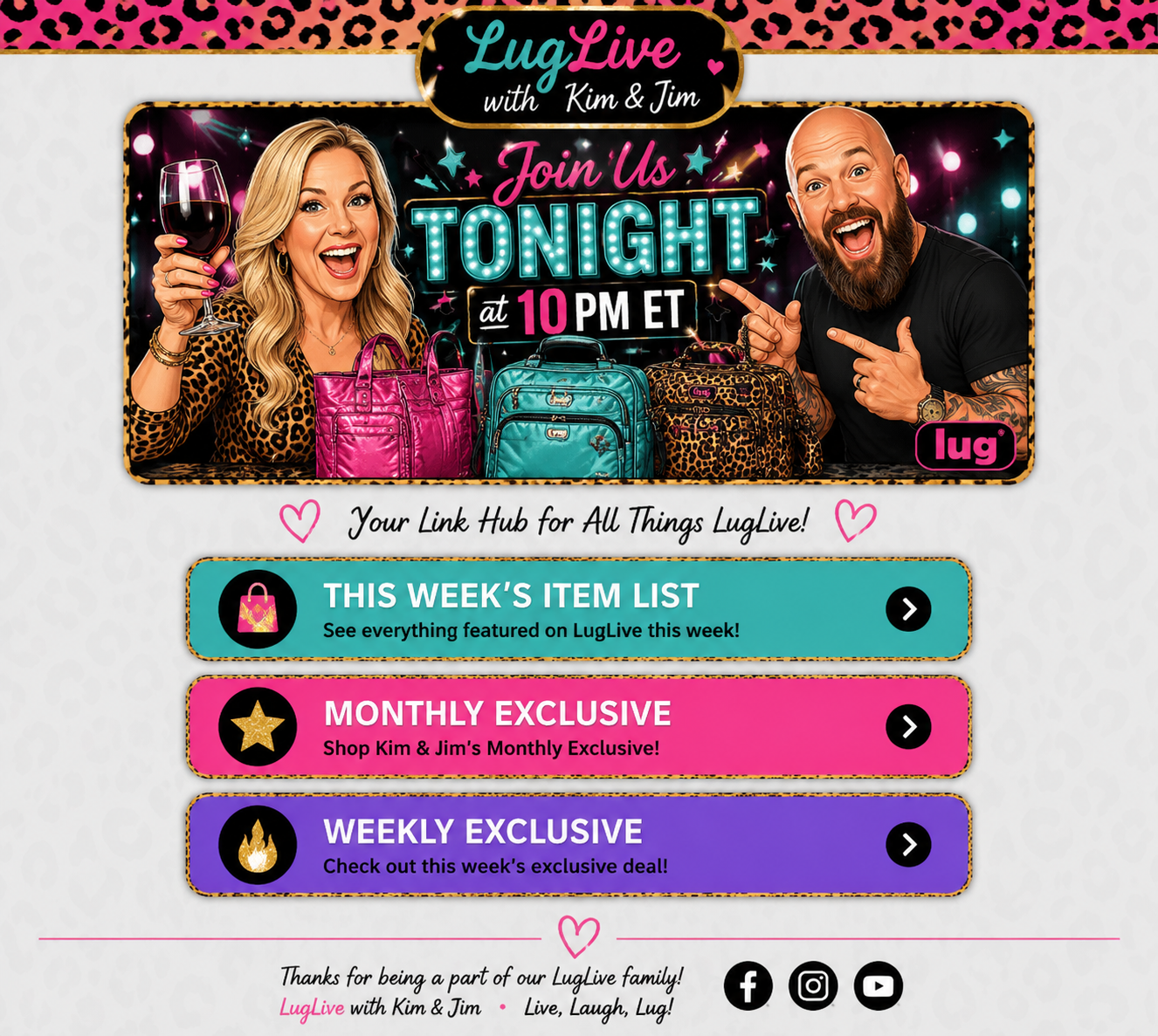 LugLive with Kim and Jim promotional graphic